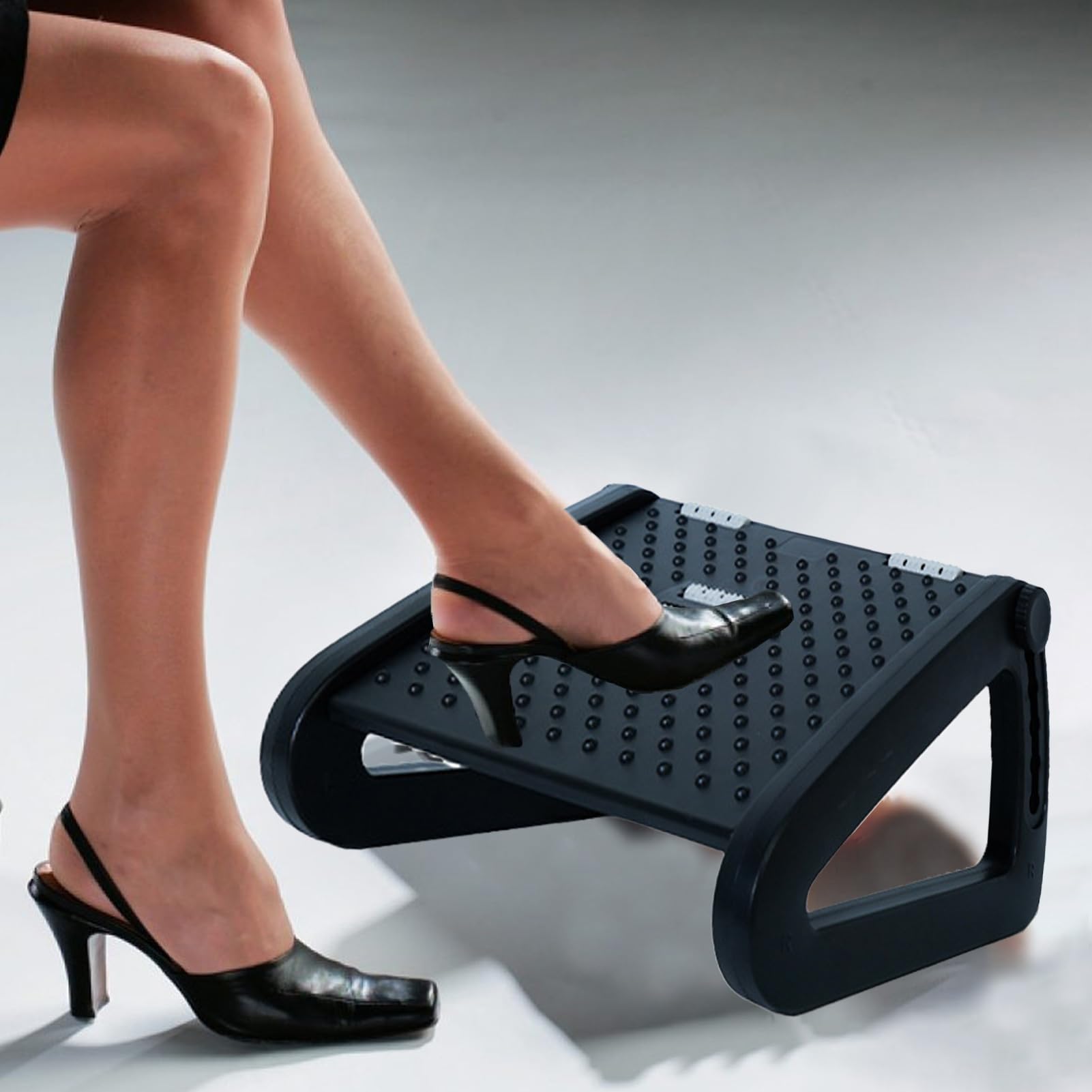 Pedana ergonomica regolabile in altezza con 6 livelli, sotto supporto per | piedi da scrivania con massaggio integrato | Migliora la postura e riduce l'affaticamento delle gambe, stabile e non scivola