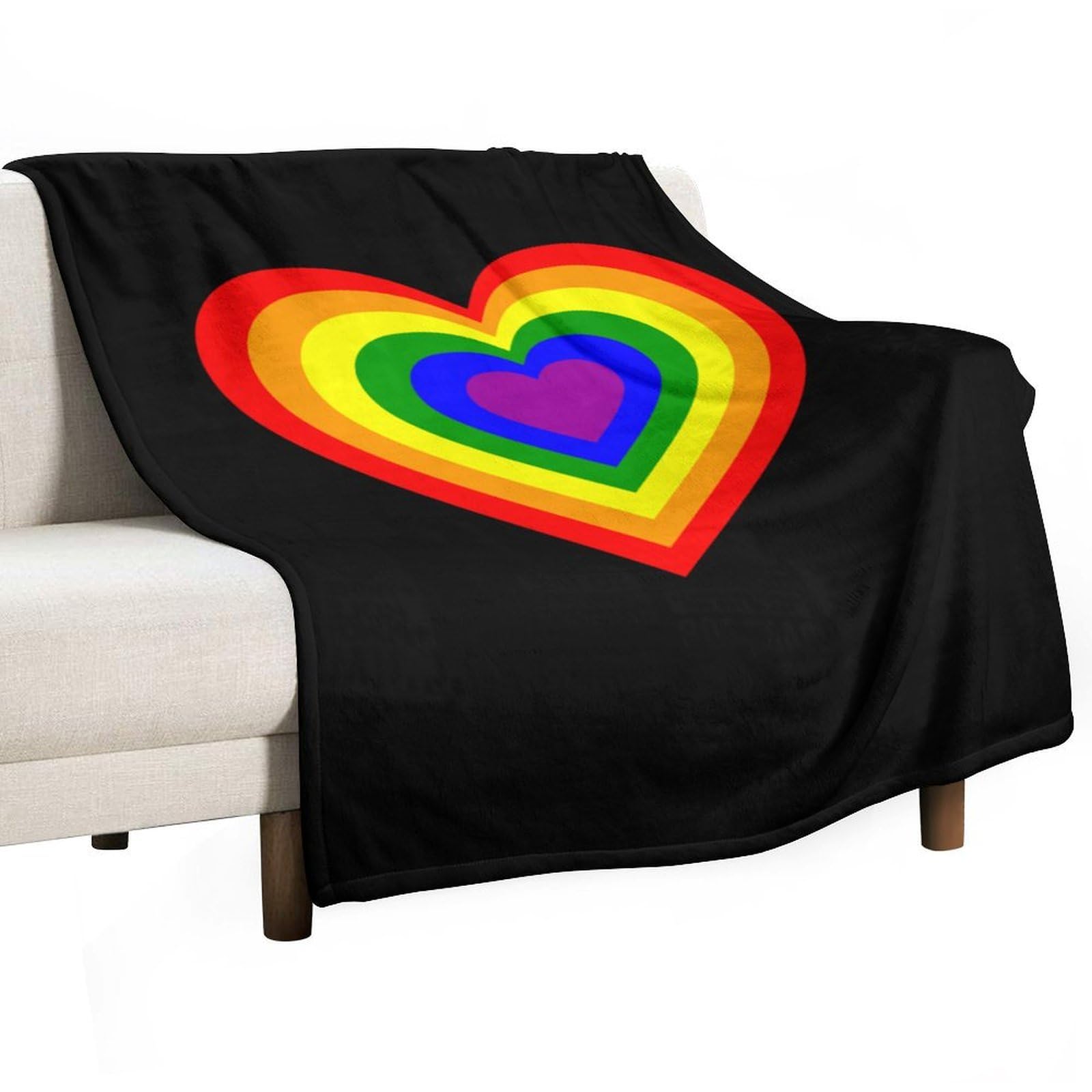 CGSBNGHA LGBT Rainbow Heart Flannel Fleece Blanket Lightweight Soft Throw Blankets for Sofa Couch Bed Chair