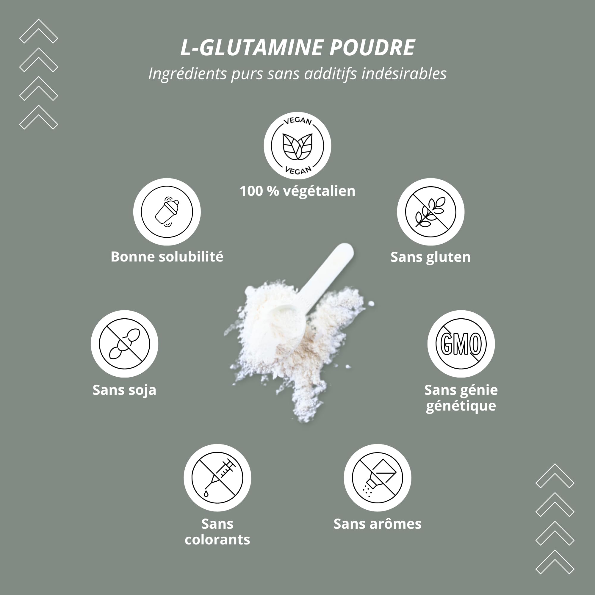 Nutri + L Glutamin Pulver Vegan 1 kg - Neutral & hochdosiert ohne Zusatzstoffe - 100% natur rein - Fermentiertes L-Glutamin Powder Made in Germany