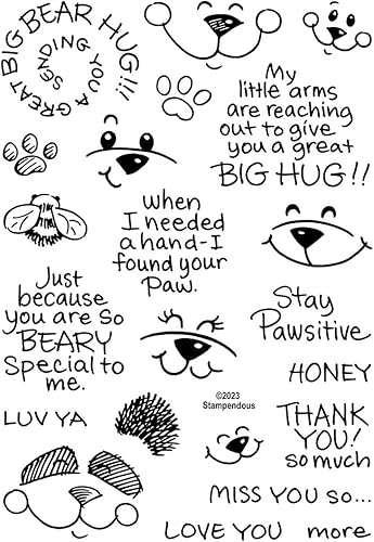 Miniatura 4 de Spellbinders Stampendous Bear Hugs Face and Sentiments - Juego de sellos transparentes