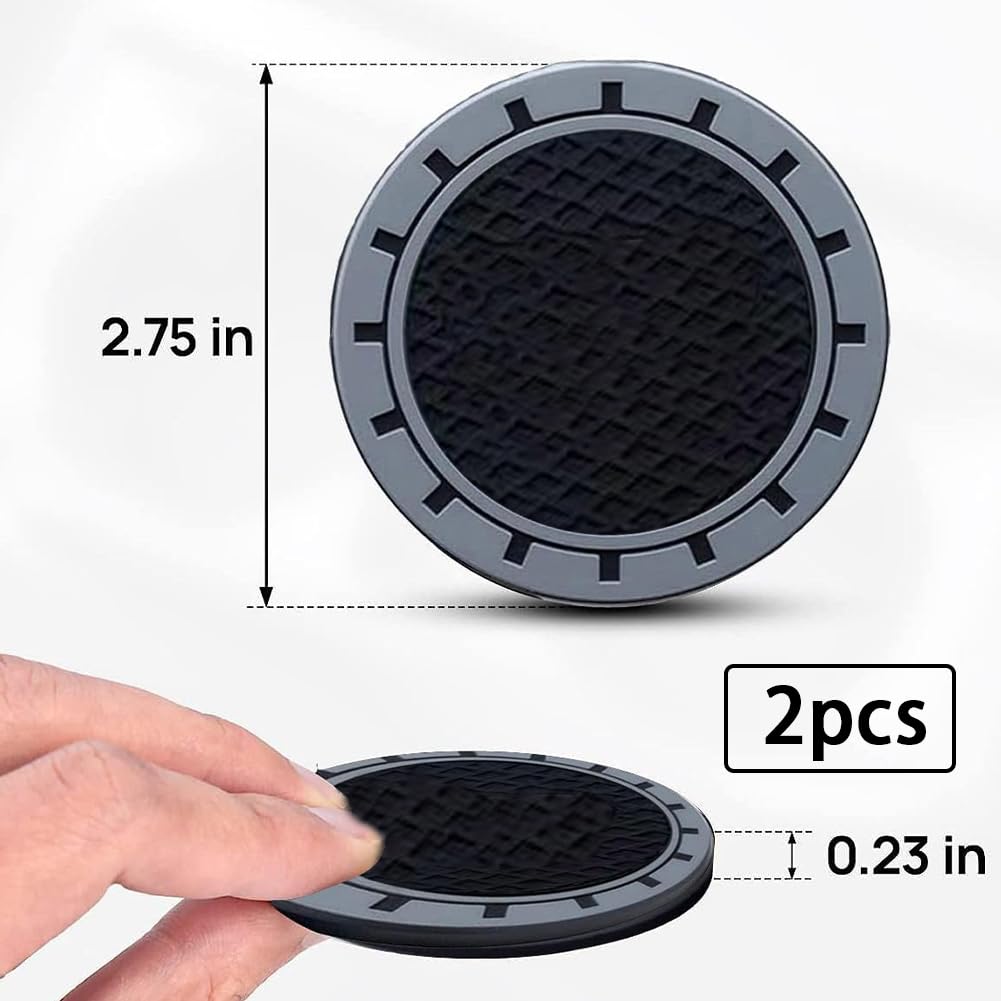 4 Pz Sottobicchiere Auto 7cm Universale - PVC Grigio per