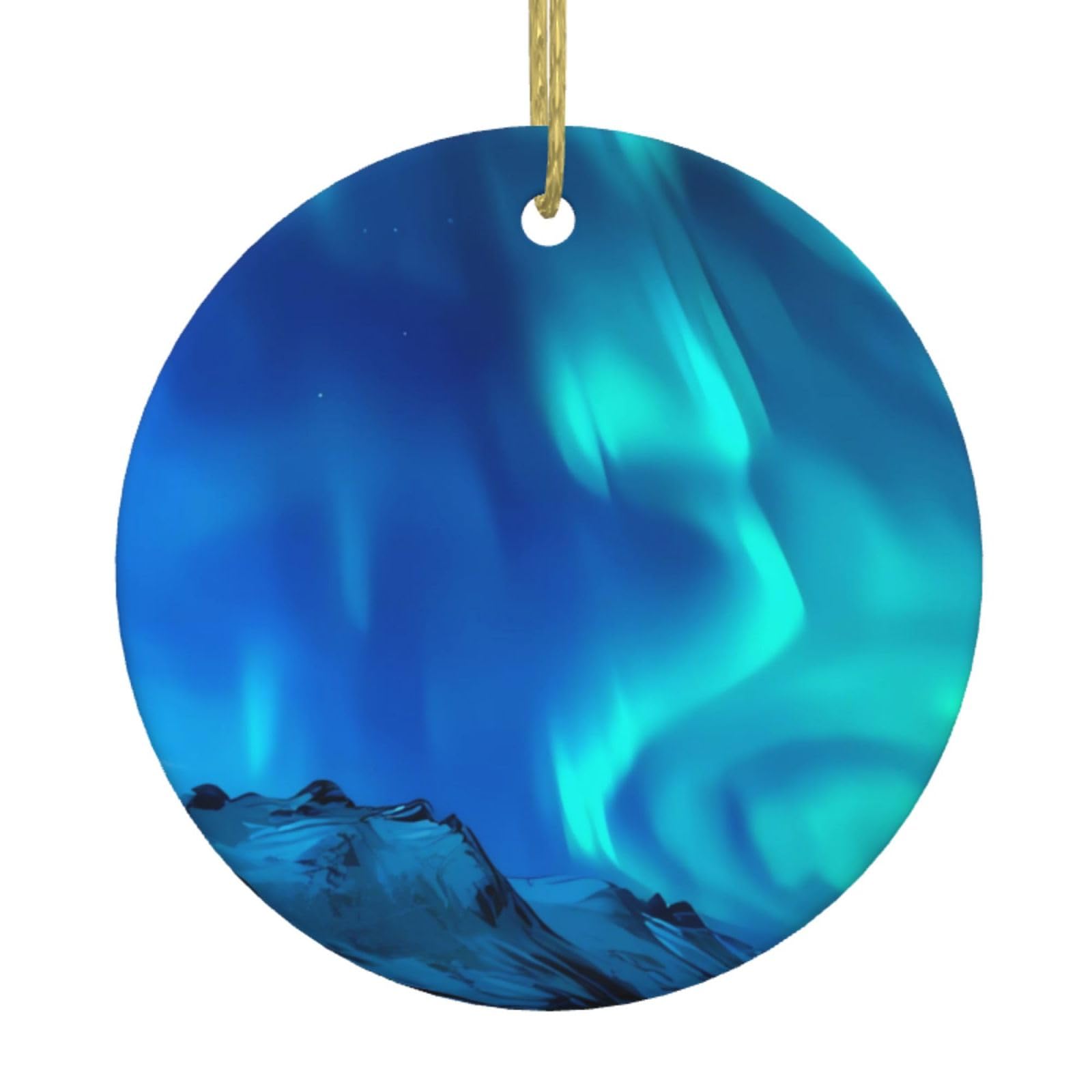 Northern Lights Print Personalised Christmas Bauble, Ceramic Round Christmas Hanging Ornament, Christmas Tree Decoration For Boyfriend Girlfriend Wife Xmas Gifts