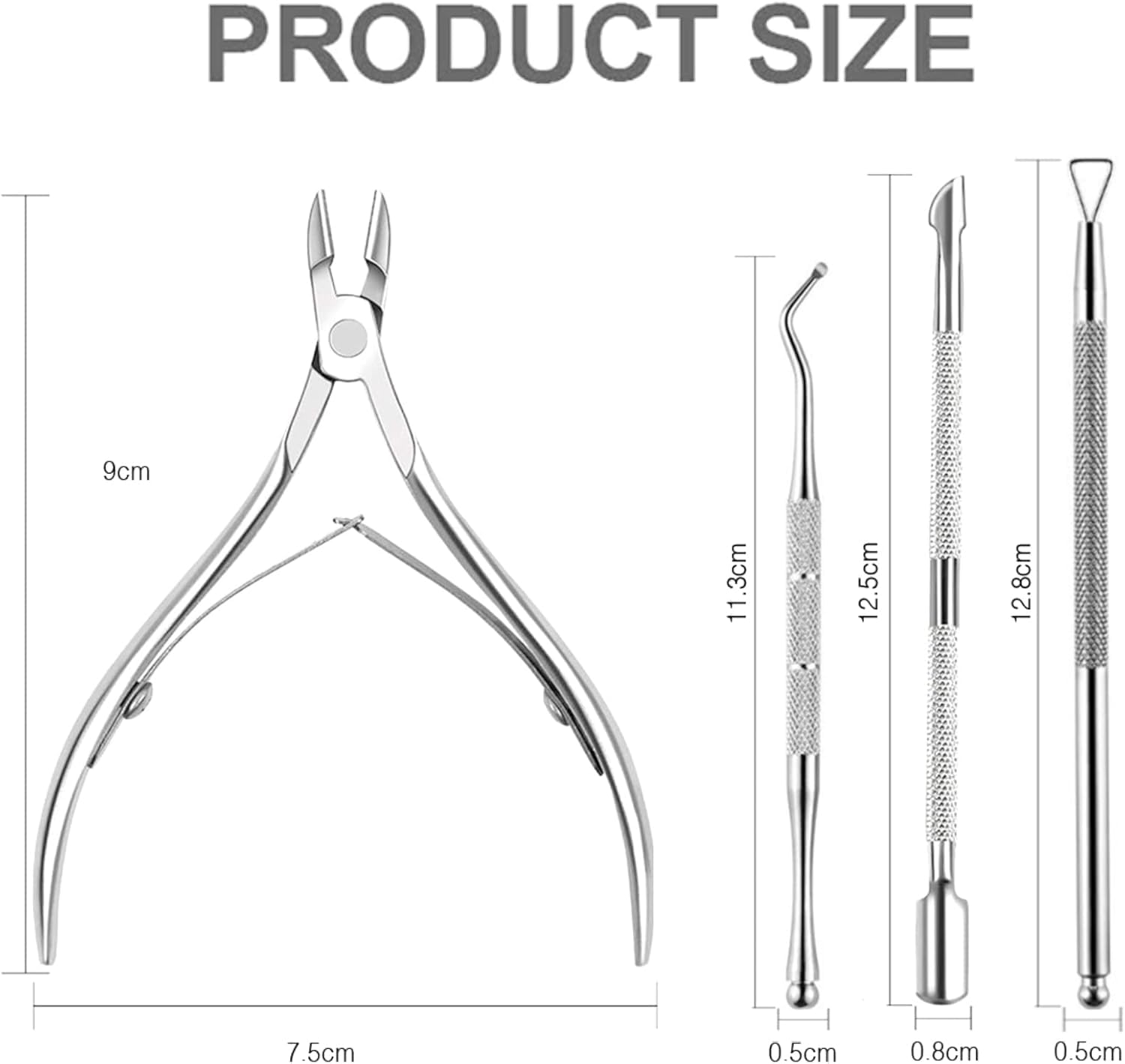 4 Piezas Alicate para Cutículas y Herramienta de Cortador de Cutículas,Removedor Profesional de la Cutícula y Empujador de Cuticulas,Pedicura y Herramientas de Manicura para Muerta y Cutícula