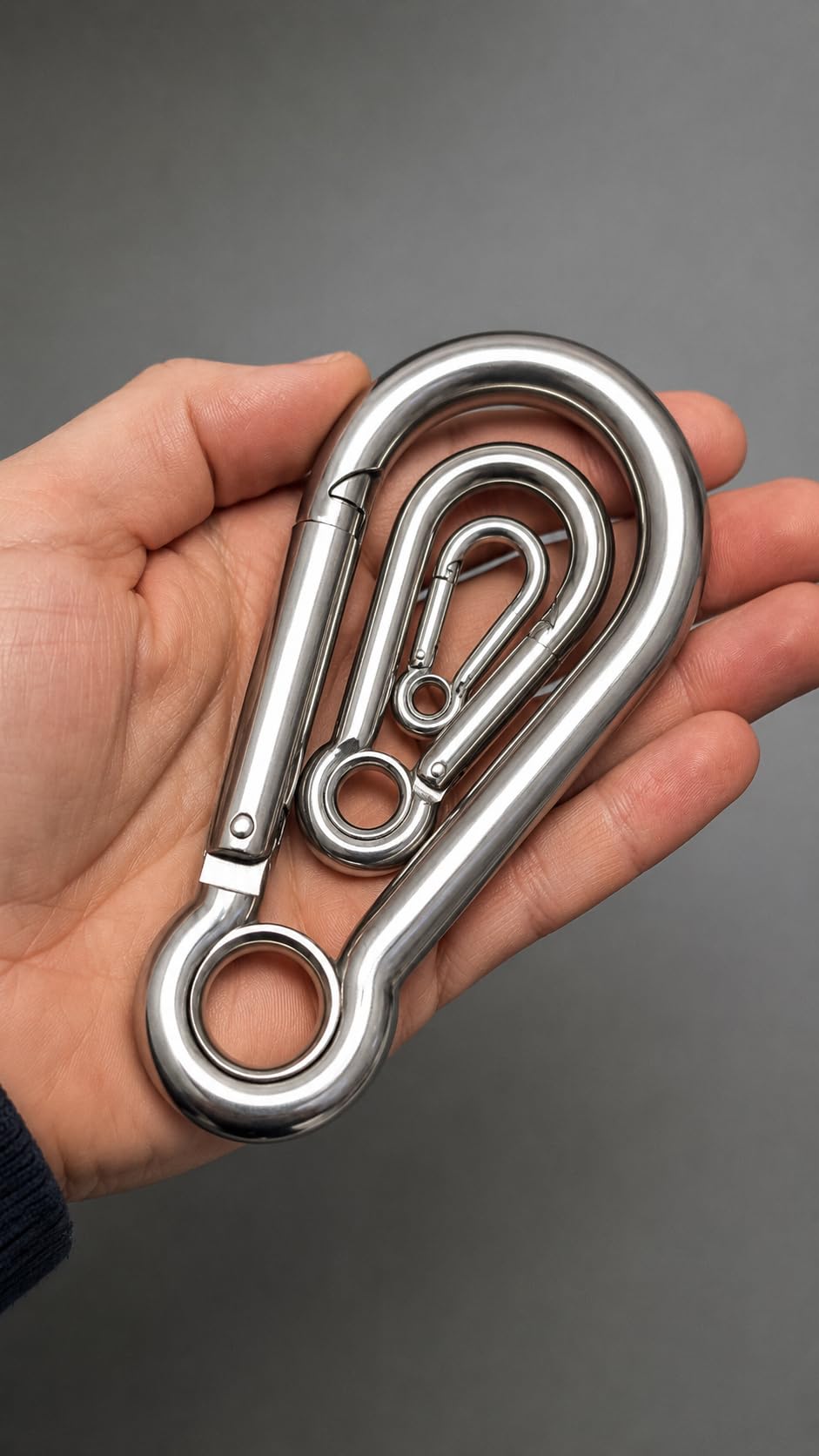 Moschettone in acciaio inox moschettone a molla con occhiello A4 316 grado marino escursionismo pesca campeggio portachiavi occhio (100, 10 mm x 100 mm)