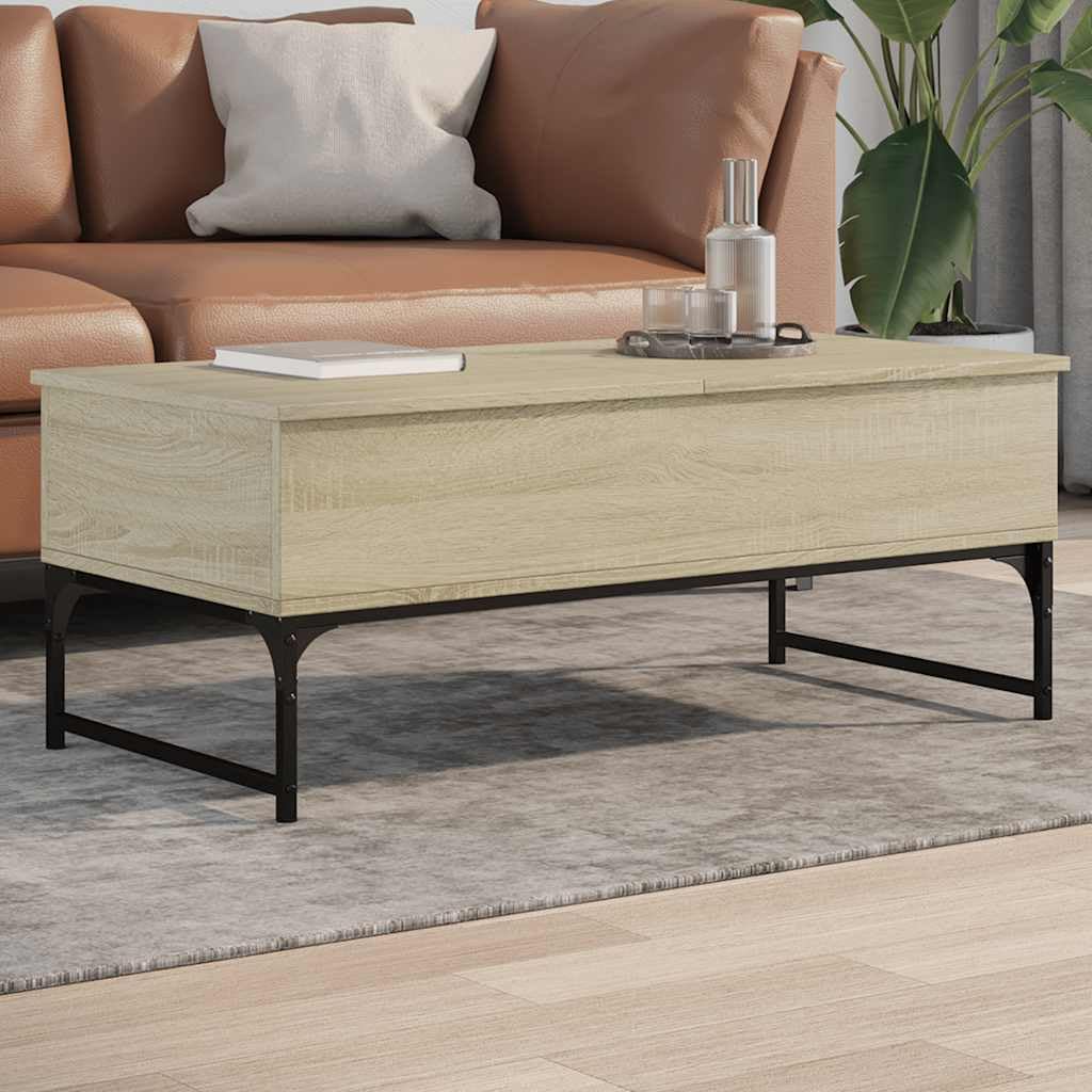 Table basse design moderne chêne Sonoma et métal Mangloder pour séjour élégant
