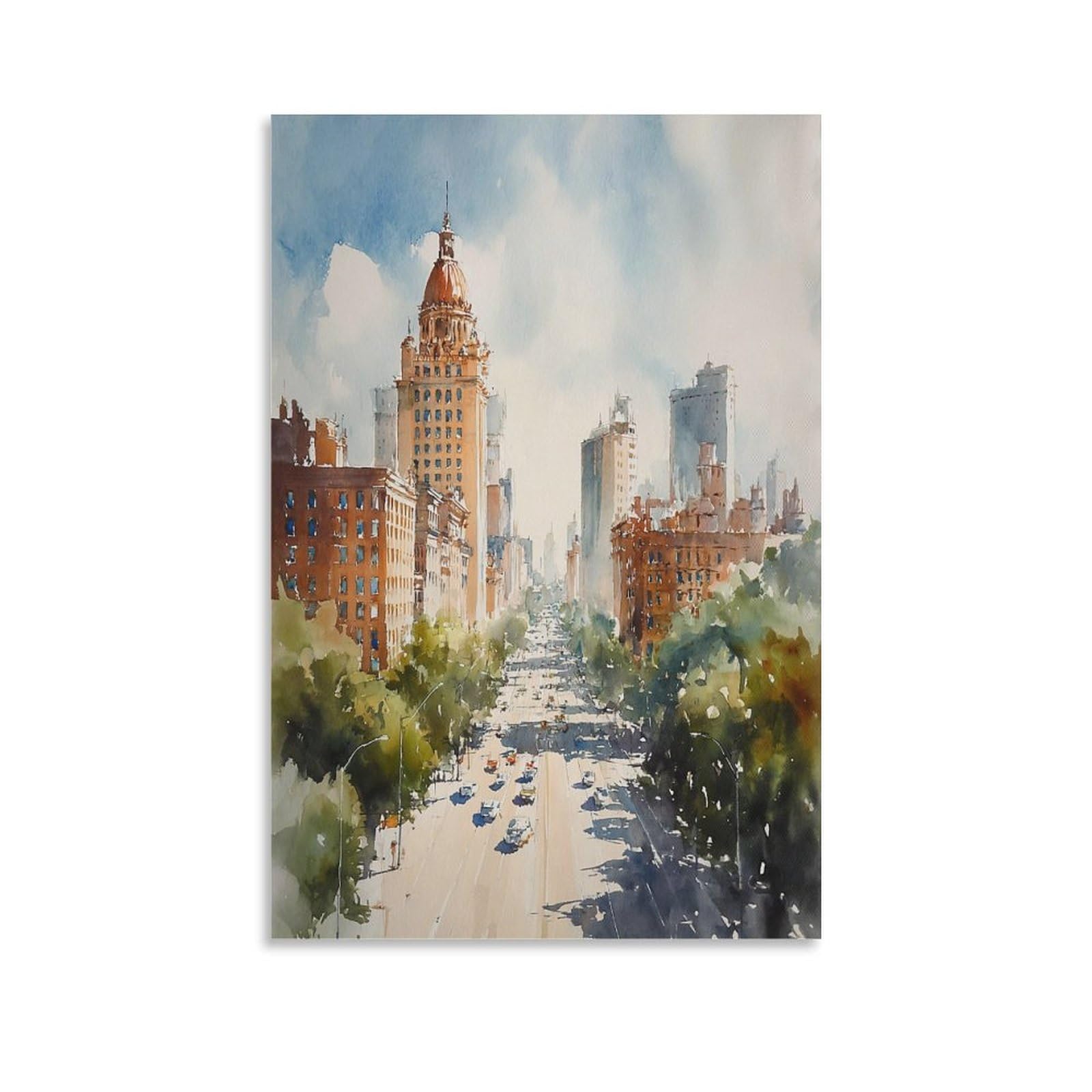 Xwymxz Unframe-Style Atlanta 20X30inch(50X75cm) Vintage Travel Poster Watercolor Canvas Art