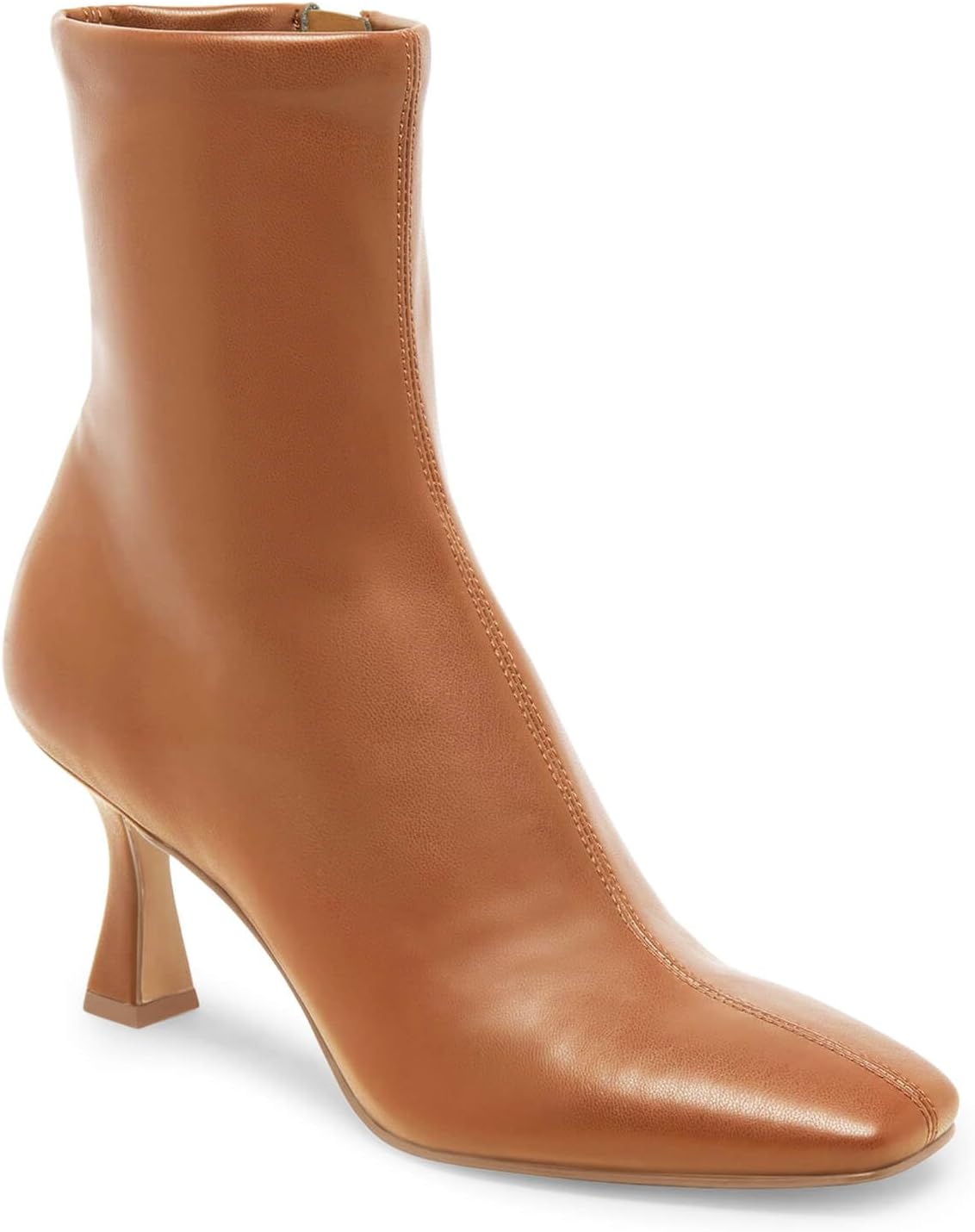 Coutgo Womens Kitten Heel Ankle Boots Square Toe Side Zipper Dressy Booties Fall Shoes