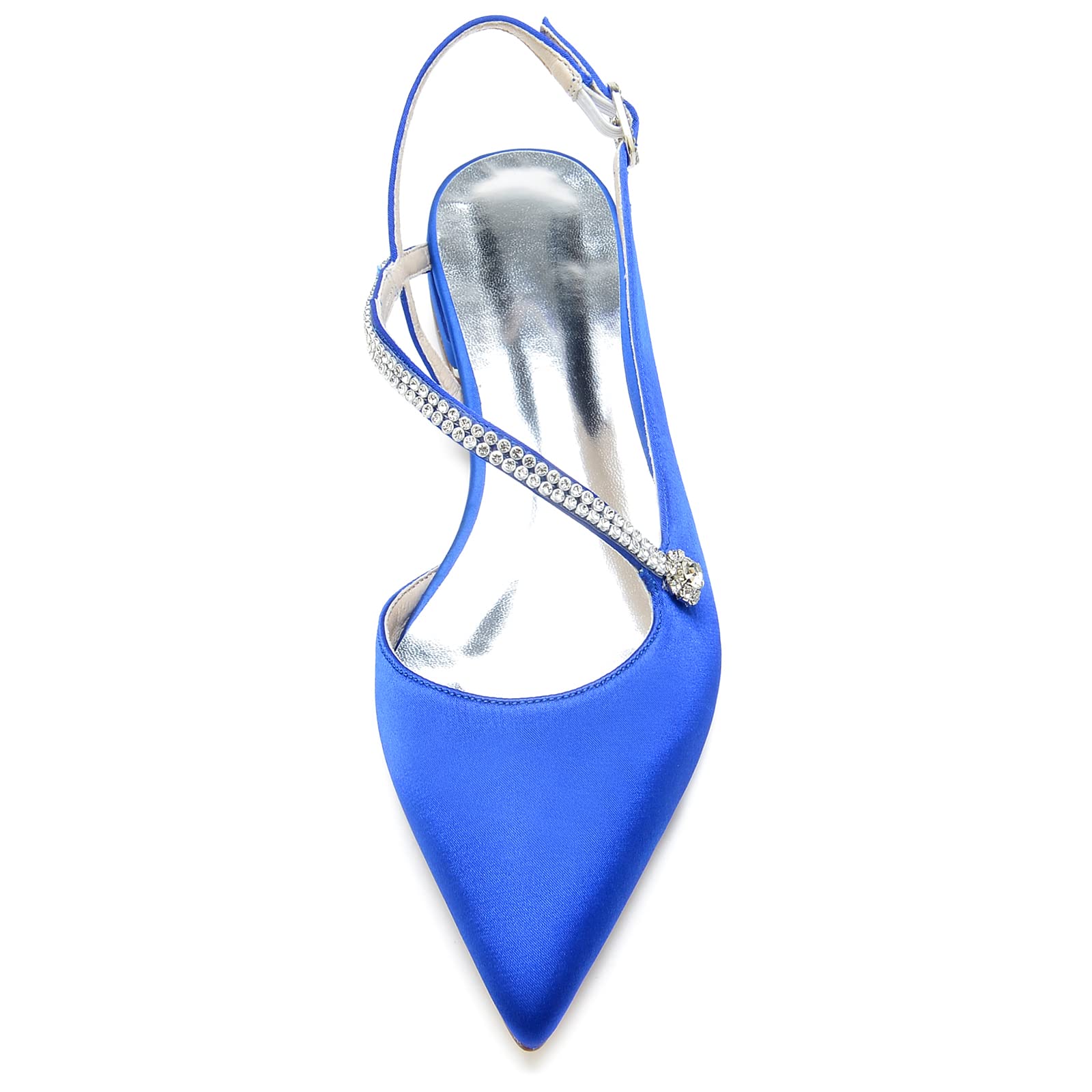 Zapatos Destalonados de Satén con Tira de Brillos Punta Fina Tacón Bajo Cómodos Elegantes para Eventos Oficina o Estilo Casual Chic