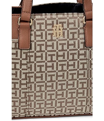 Image of Tommy Hilfiger Evelyn II Convertible Satchel-Square Monogram Jacquard