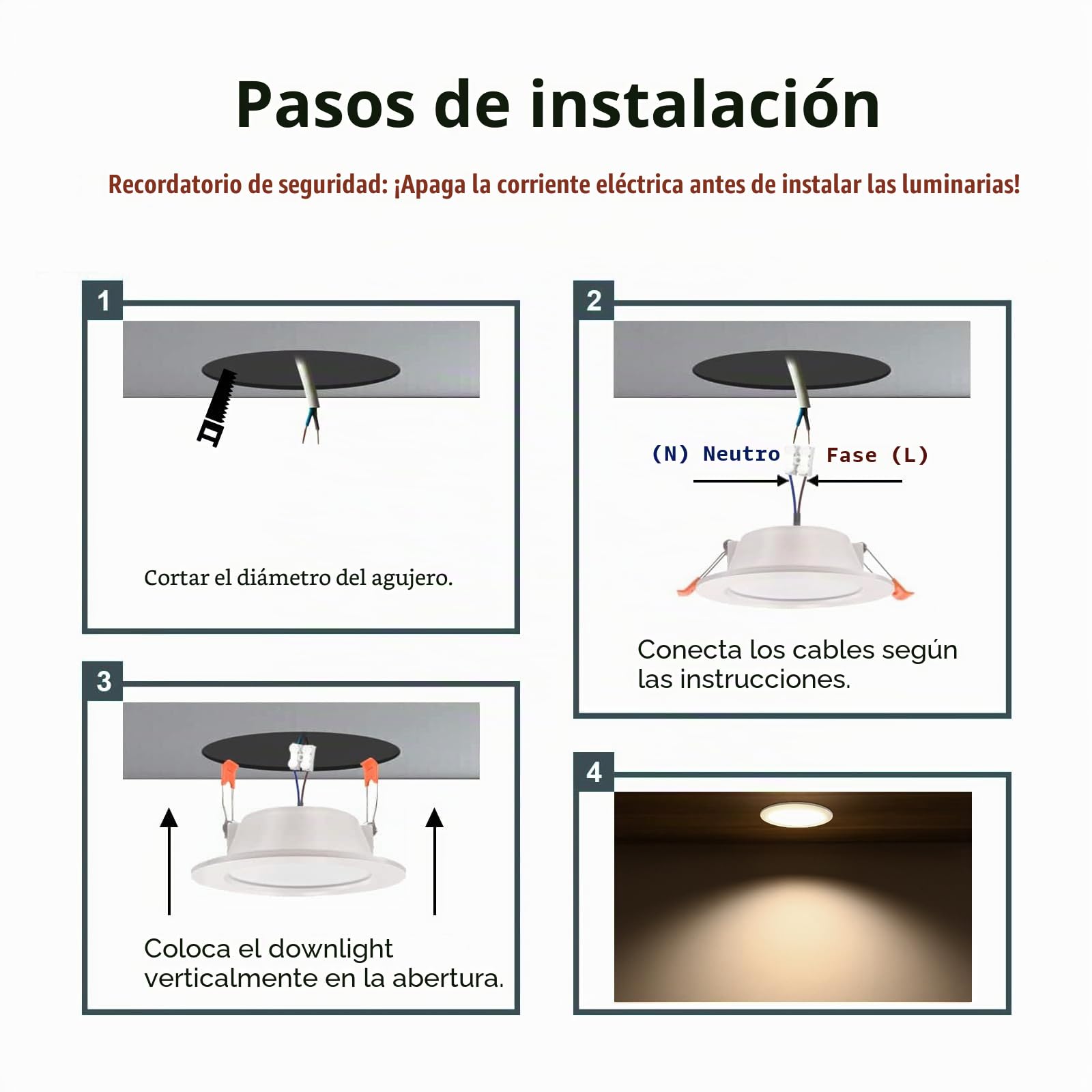 IP44 Focos LED Interior Techo Blanco 7W Regulables 3000K/4000K/6000K, Aluminio die-Casting Dowling LED Techo Empotrable AC220-240V, Orificio 90-105mm, Pack 5
