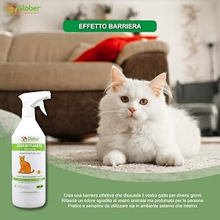 GLOBER Disabituante per Gatti Anti Urina - Spray 750ml - Made in Italy, 100% Base Vegetale per Interni ed Esterni - Addestrativo Urine Stop Gatto - Dissuasore Gatti e Elimina i Cattivi Odori