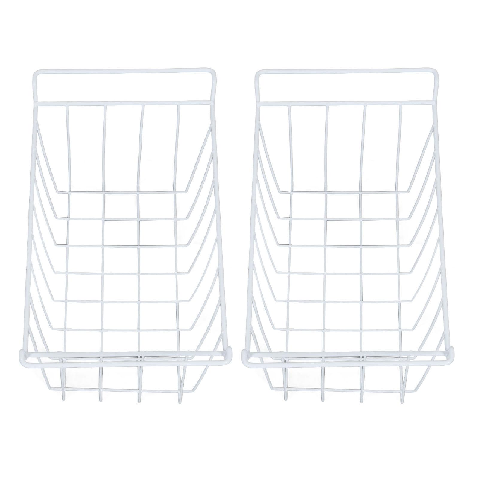 Fdit Paquete de 2 Cestas de Alambre de Metal para Congelador, Organizador de Contenedores, Estante de Almacenamiento para Refrigerador, Despensa, Gabinetes de Cocina, Armarios con (WHITE)