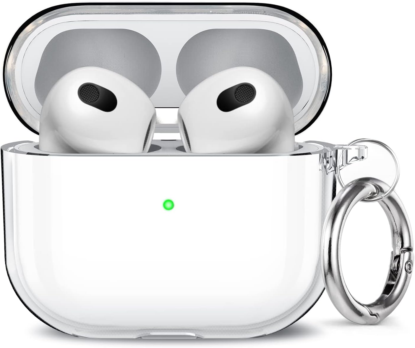 MisscatCompatible with AirPods 3 Case Clear (Upgrade), Shockproof Soft TPU Protective Airpod 3 Case Cover with Keychain Designed for AirPods 3rd Generation 2021,Support Wireless Charging, LED Visible