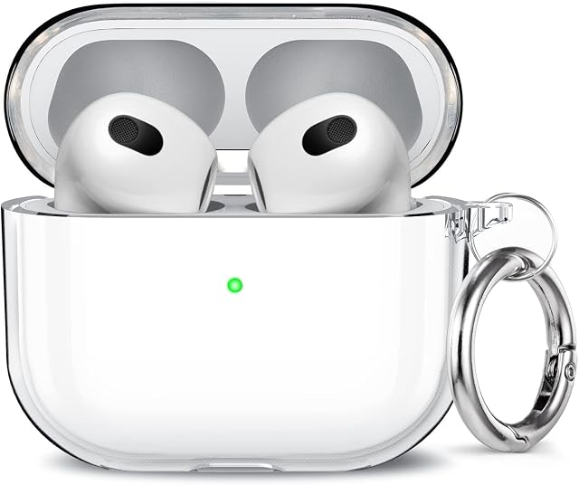 Misscat Compatible with AirPods 3 Case Clear (Upgrade), Shockproof Soft TPU Protective Airpod 3 Case Cover with Keychain Designed for AirPods 3rd Generation 2021,Support Wireless Charging, LED Visible
