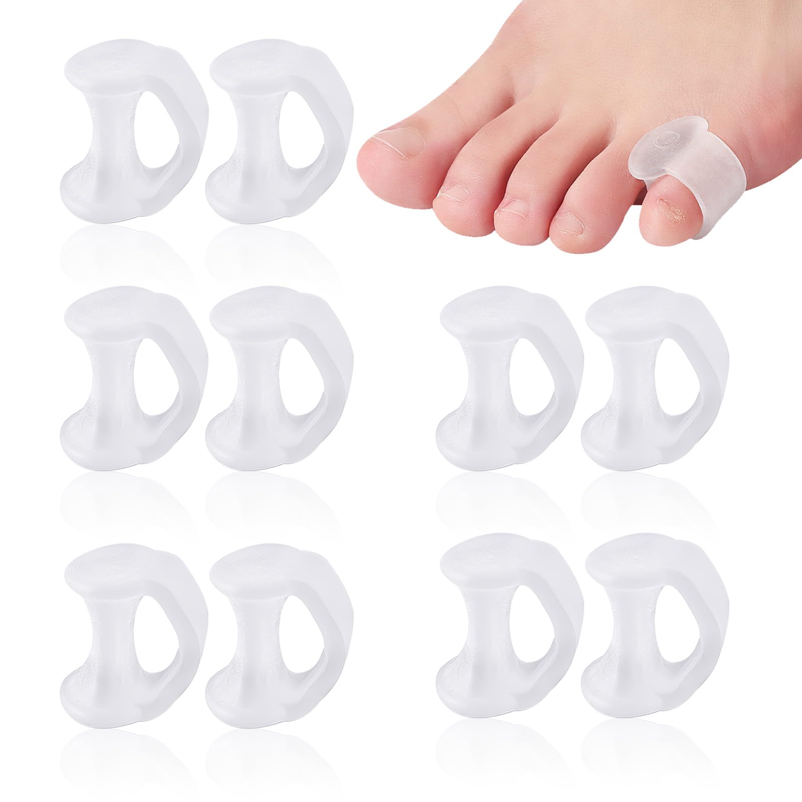 10 Pcs Gel Toe Separators for Overlapping Toes Bunion Protector Relaxation Toe Spacers Toe Straighteners for Bent Toes Hammer Toe Splint for Hammer Toe Relieve Pain for Men and Women, Transparent