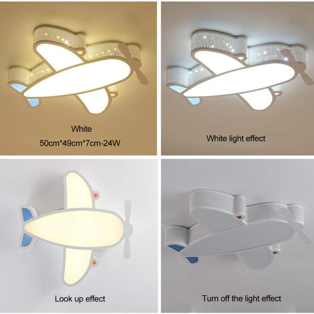 Dibujos Animados Luz De Techo Creativa Habitación Infantil Lámpara LED Regulable Cuidado De Los Ojos Lámpara De Techo para Niños Y Niñas Dormitorios Jardín De Infancia,Aircraft-SteplessDimming