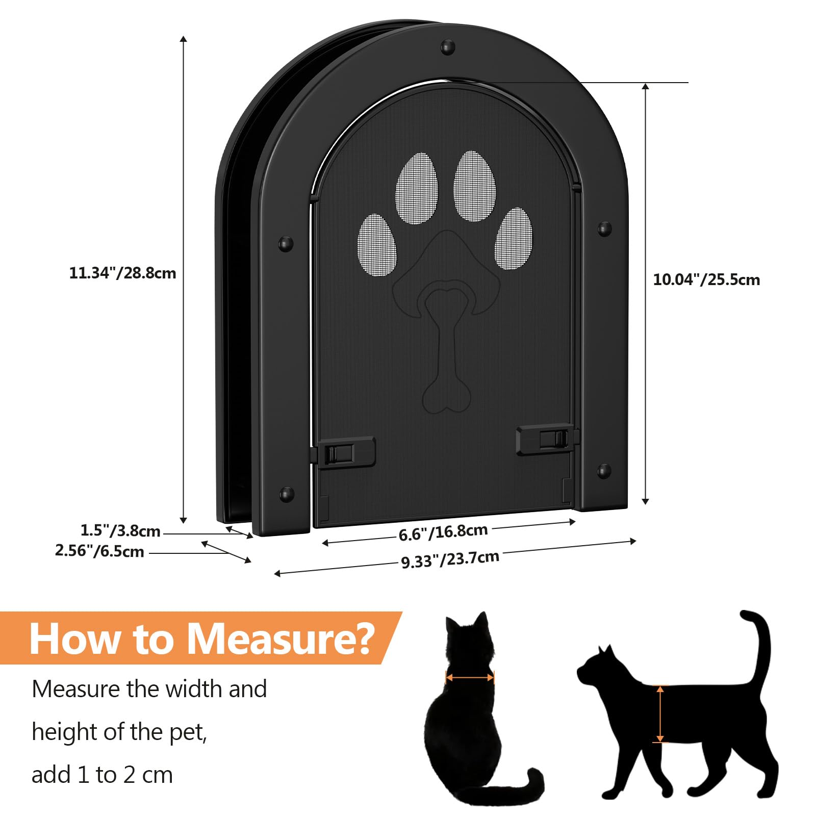 Ownpets Chatière pour l'intérieur et l'extérieur avec système bidirectionnel, ouverture d'entrée de 18,8 x 25,5 cm, convient pour les portes jusqu'à 3,8 cm – pour les chats jusqu'à 11,3 kg