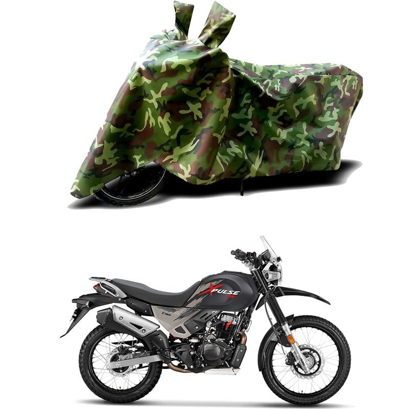 Image of 100% Water Resistant Bike Scooty Two Wheeler Body Cover Compatible for Hero XPulse 200 STD /UV-Rays /Heat Protection /Birds Dropping /Scratchproof /Dust Proof /Waterproof /All Varient[Green MJ]