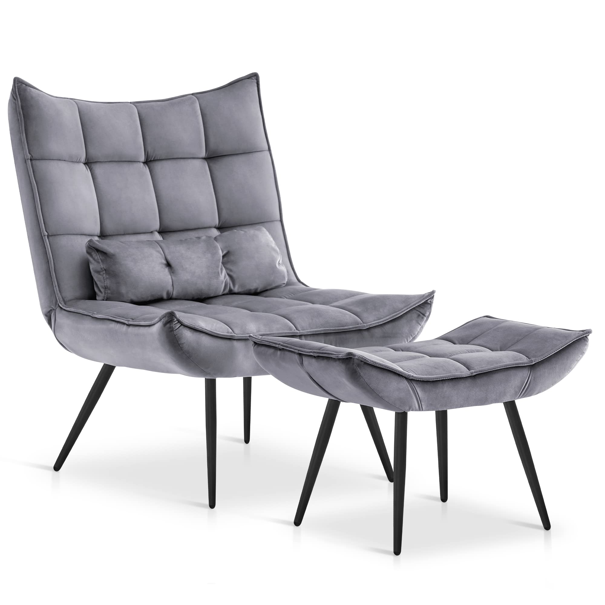 MCombo Accent Chair with Ottoman Dark Grey