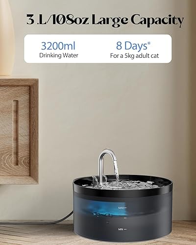 Miniatura 3 de Fuente de agua para gatos Fuente para mascotas Dispensador de agua para gatos - Cuencos automáticos de agua para mascotas de 108 oz3.2 L para