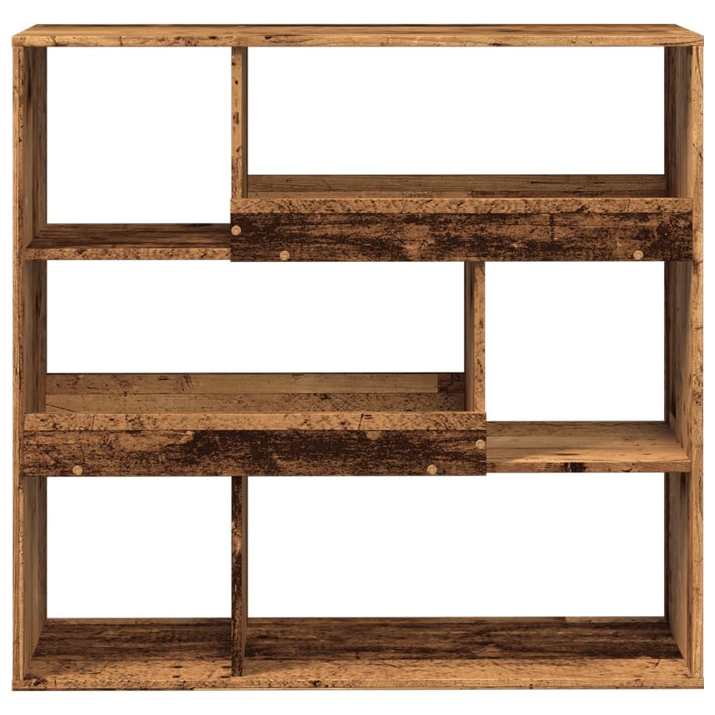 Regał na książki, ścianka działowa, wygląd starego drewna, 100 x 33 x 94,5 cm, materiał drewnopochodny, miejsce do przechowywania, dekoracyjny regał z 6 półkami, do salonu, biura, pokoju