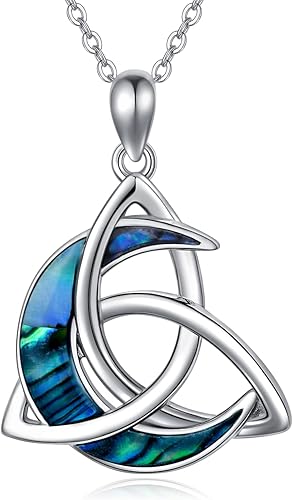 Celtic Moon Necklace for Women 925 Sterling Silver Celtic Knot Moon Pendant Necklace Crescent Irish Celtic Jewelry Gift for Women Men