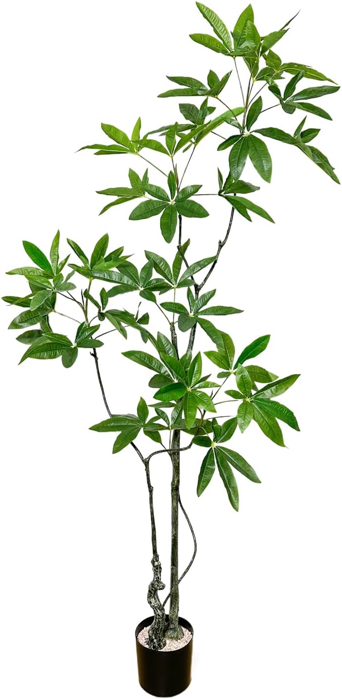 BESAMENATURE 6 ft. Tall Artificial Money Tree Plant, Faux
