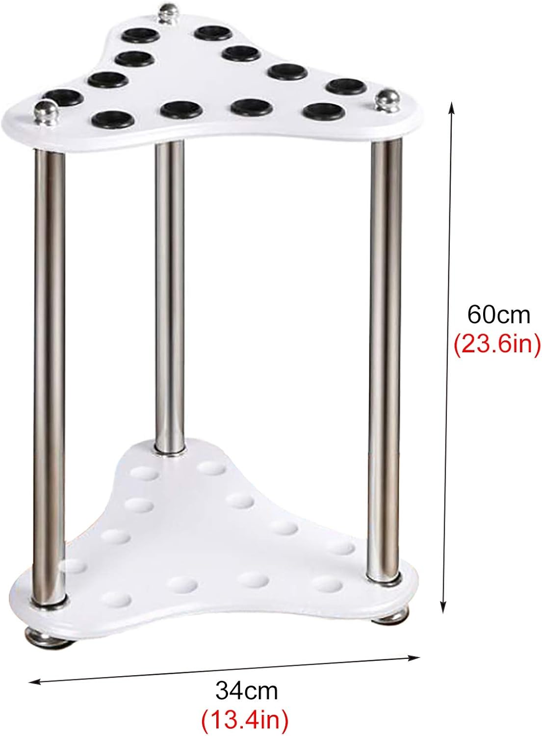 White Corner Pool Cue Rack Floor Stand, Wood Modern 12 Pool Stick Holder, Billiard Room Pool Cue Organizers/Display Stand,