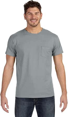 Hanes Men's Nano-T Short-Sleeve Pocket T-Shirt, Smoke Gray, Small (Pack ...