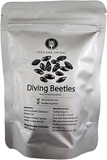 Thailand Unique Diving Beetles Salted - 15 Gram Bag of Dyhydrated Edible Insects for Humans, Healthy Superfood Bugs Unique Snack Gift
