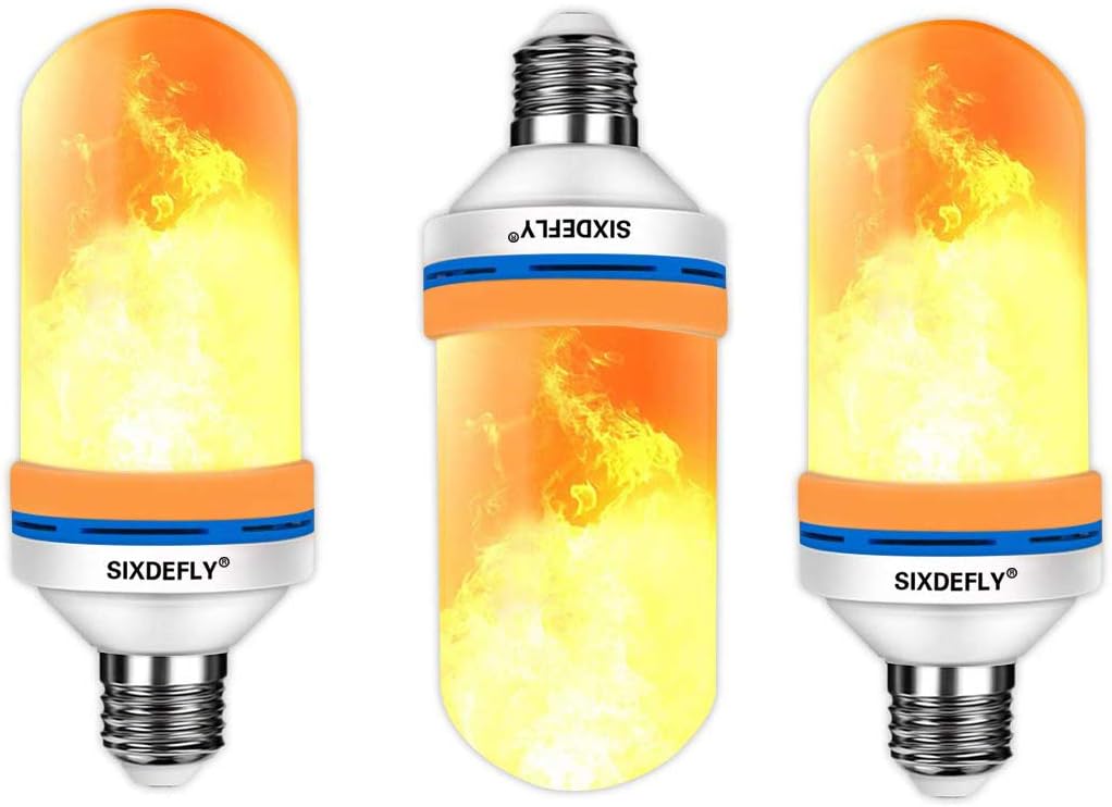 3-Pack LED Fire Bulbs E26 4 Modes with Upside Down Effect Simulated Decorative Atmosphere Lighting Vintage Flaming Lamp for for Holiday Hotel/Bar/Party/Home, (Pack of 3)