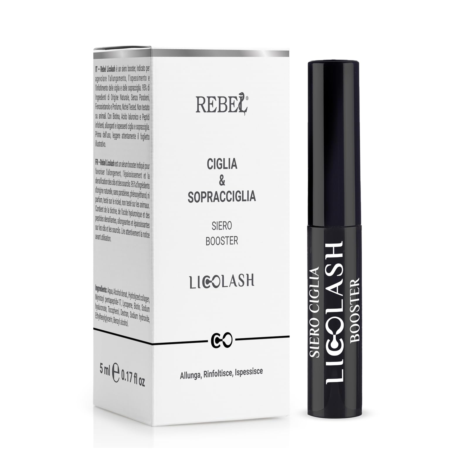 Lycolash Siero Ciglia e Sopracciglia Booster | Azione Allungante e Infoltente | Ciglia più Lunghe e Rinforzate | 5 ml