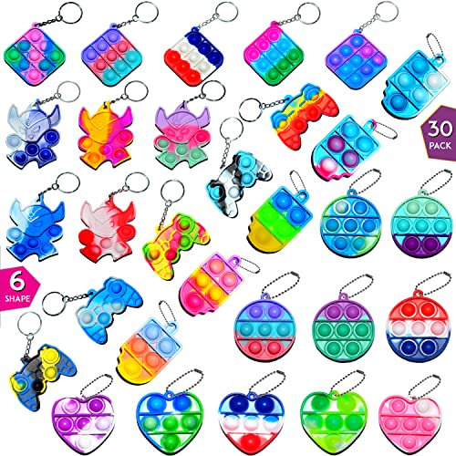 FIDGETTI 30 Pcs Mini Pop Its Bulk Fidget Party Favors Keychain Pop It