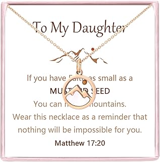 Mustard Seed Necklace for Women Christian Gifts to My Daughter Mustard Seed Necklace Move Mountains Shell Necklaces Faith Christian Mothers Valentines Day Gifts for Women Girls