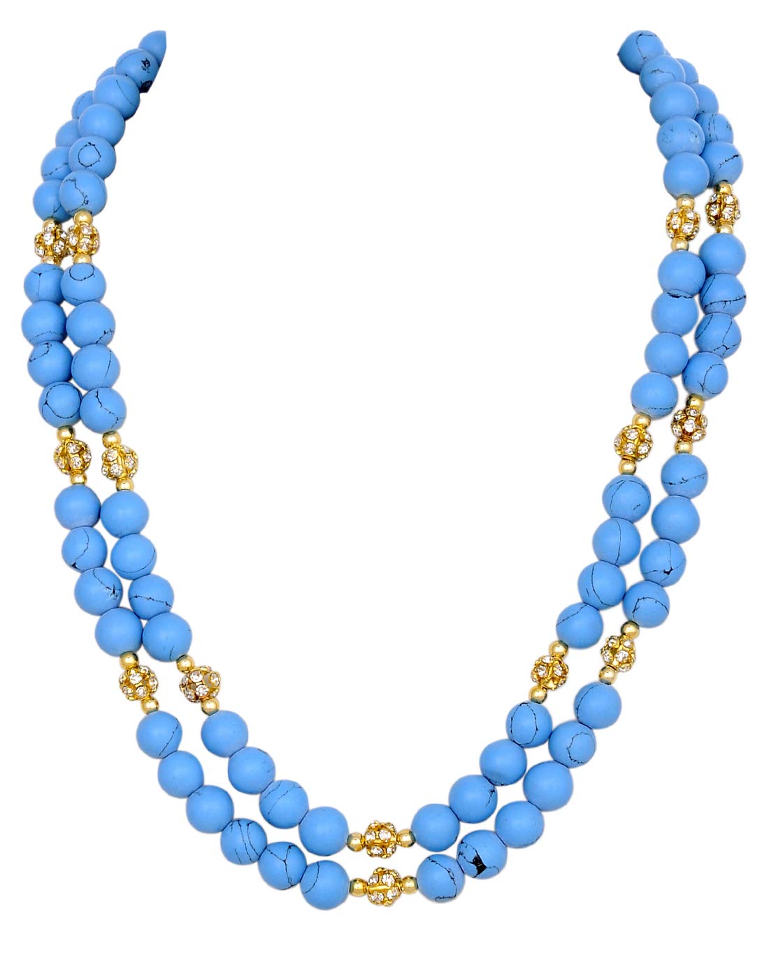 Vishaka Pearls Dual Strand Turquoise Stone and golden stone Necklace Set (B07W643BNM) Amazon Price History, Amazon Price Tracker