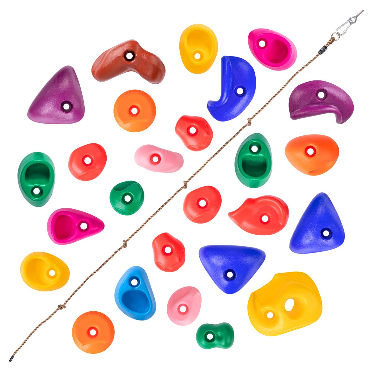 SEKKVY25 Rock Wall Climbing Holds for Kids, Climbing Rocks for Indoor Outdoor Play Set, Rock Wall Hand Holds Kit with 2 Inch Mounting Hardware