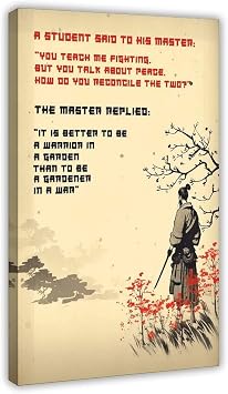Fotuven It Is Better to Be A Warrior in Garden Than Gardener War - Motivational Quote Art Samurai Print Chinese Proverb Japan Frame-style 12x18i