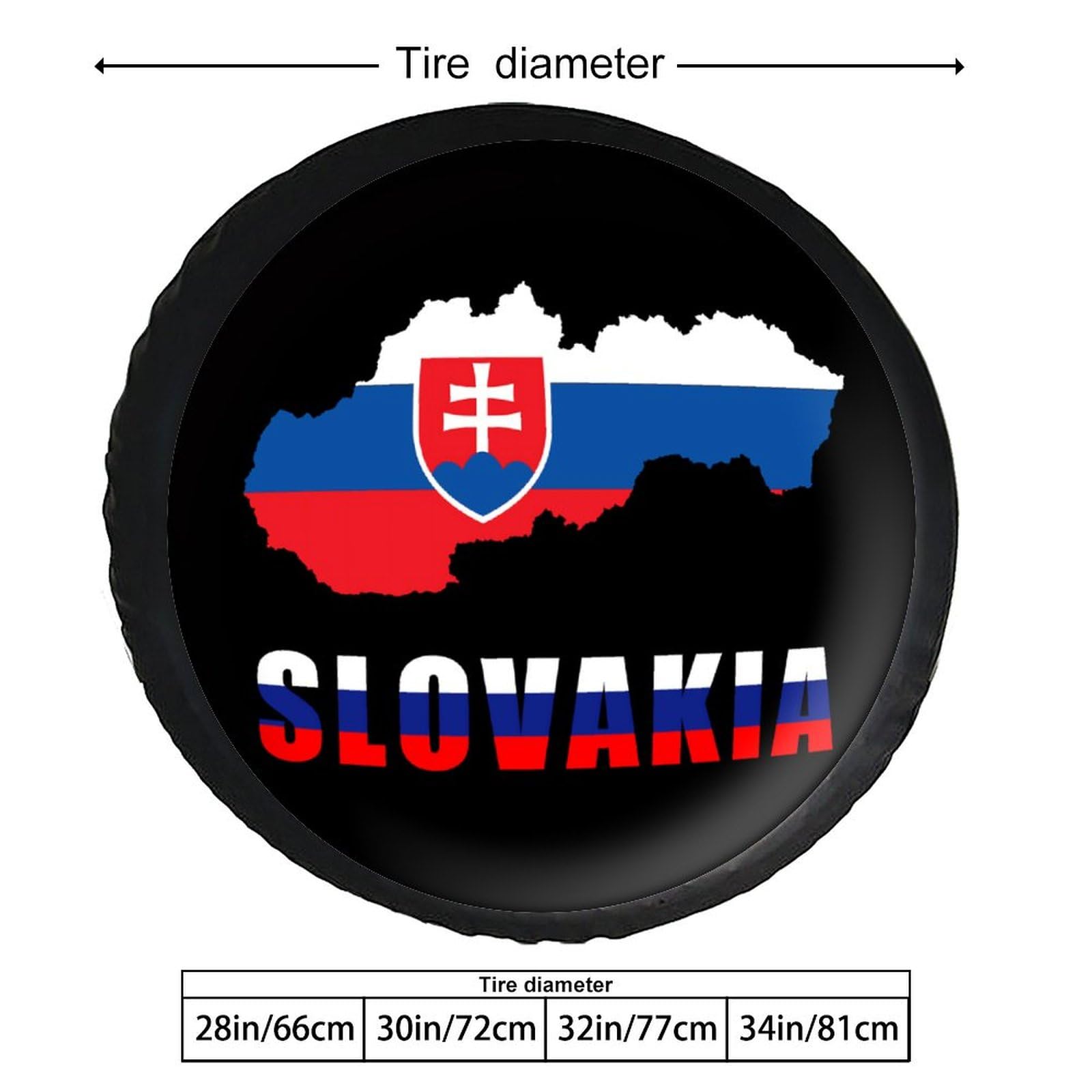 Slovakia Flag Slovak Slovensko Spare Tire Cover Leather Waterproof Wheel Protectors Universal Car Accessories 32inch