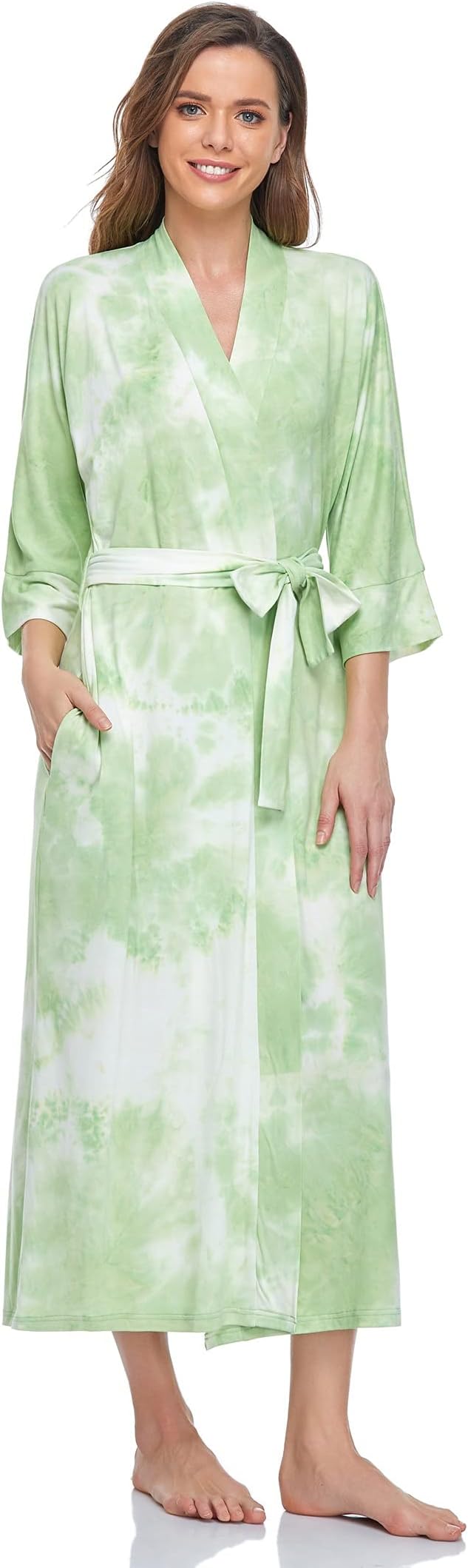 MissNinaWomen's Soft Robes Long Bath Robes Full Length Kimonos Sleepwear Dressing Gown,Solid Color