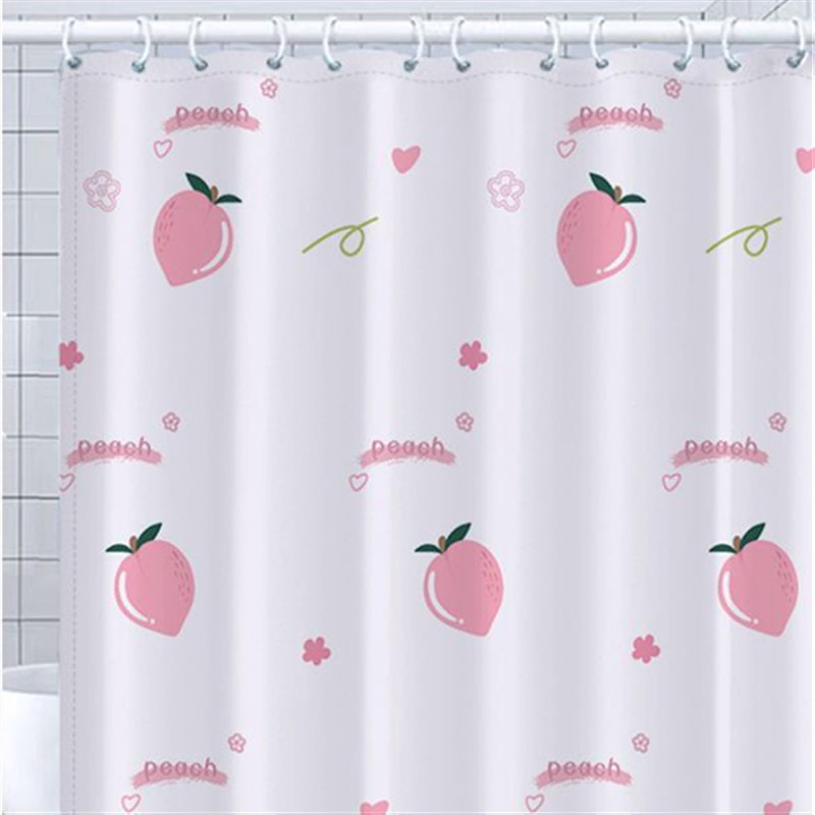 Rideau de douche 200x240 pêche rose imperméable avec 12 crochets