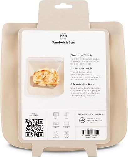 Vista 111 de W&P Porter Bolsa de almacenamiento reutilizable de silicona, sándwich (36 onzas de pie), pizarra, recipiente de almacenamiento de alimentos, apto