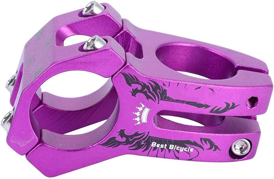 Bike Stem 0 Degree 31.8mm Aluminium Alloy Bicycle Handlebar Stem for Mountain Bicycle Road Bike Fixie Gear Cycling (Purple) - Image 3