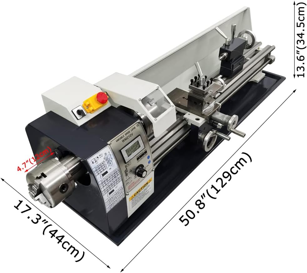 Inch Thread Metal Lathe Brushless Motor Variable Speed Precision Bench Turning Machine with Double Head Double Chuck (8”x 32" Double Chuck)
