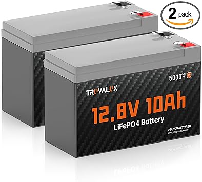 2 Pack 12V 10Ah Lithium LiFePO4 battery,Built-in 10A BMS,Lightweight Design,Up