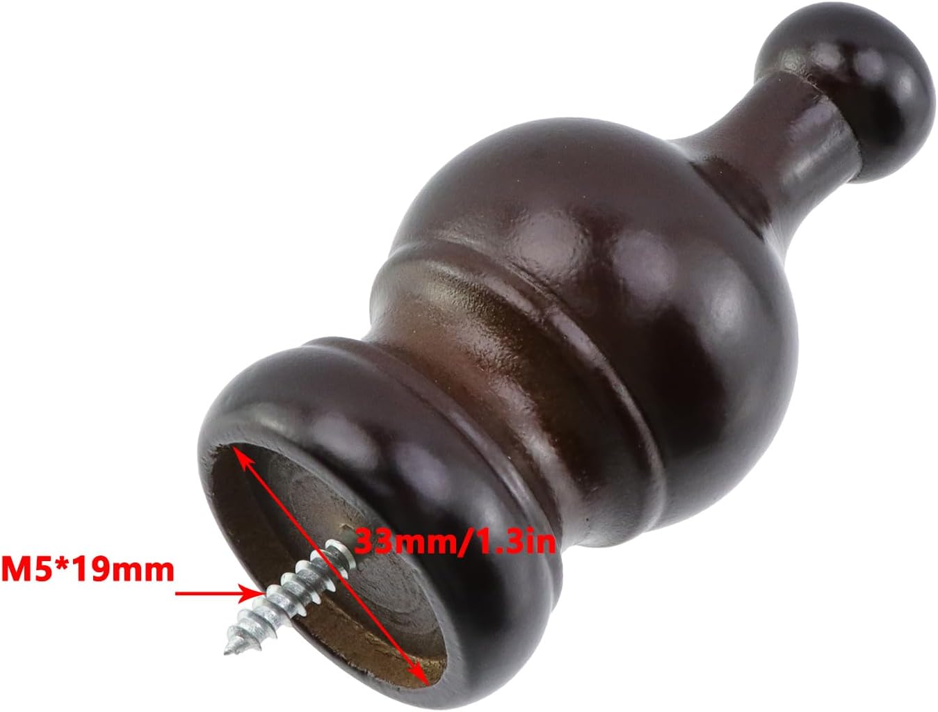 Antrader Finials for Curtain Rods with M5 Screws,Coffee Color,4Pcs