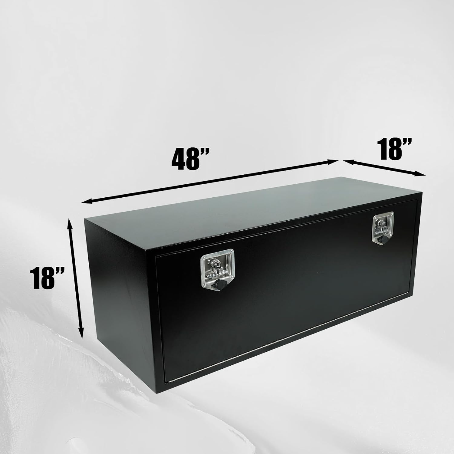 Heavy Duty Underbody Tool Box Truck Bed Storage with T-Handle Lock Black Steel Smooth Surface Truck Tool Box for Truck，Pick Up,RV，Trailer，48 x 18 x 18 inch