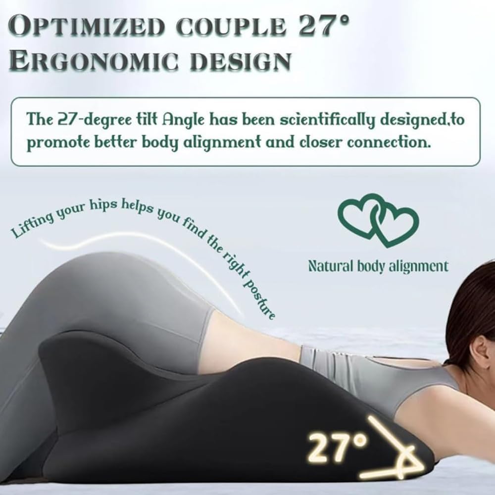 Araweld Sweet Spot Pillow, 27° Angle Perfect Position Pillow for Couples, Ergonomic Memory Foam Wedge Pillows, Multi-Functional Waterproof Pillows, for Enhanced Intimacy & Posture Support (Black)