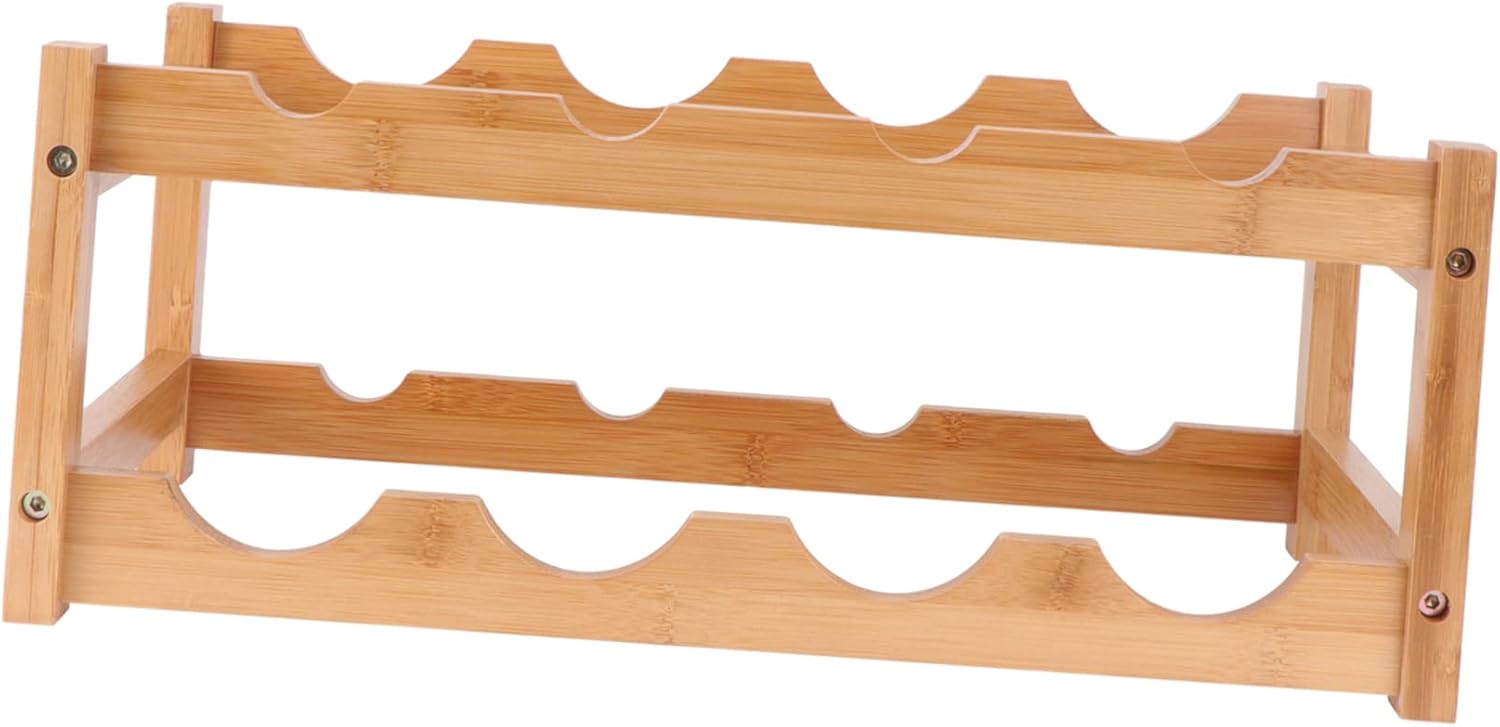 Double Layer Wine Rack Wooden Wine Holder Modern Design for Kitchen Countertop