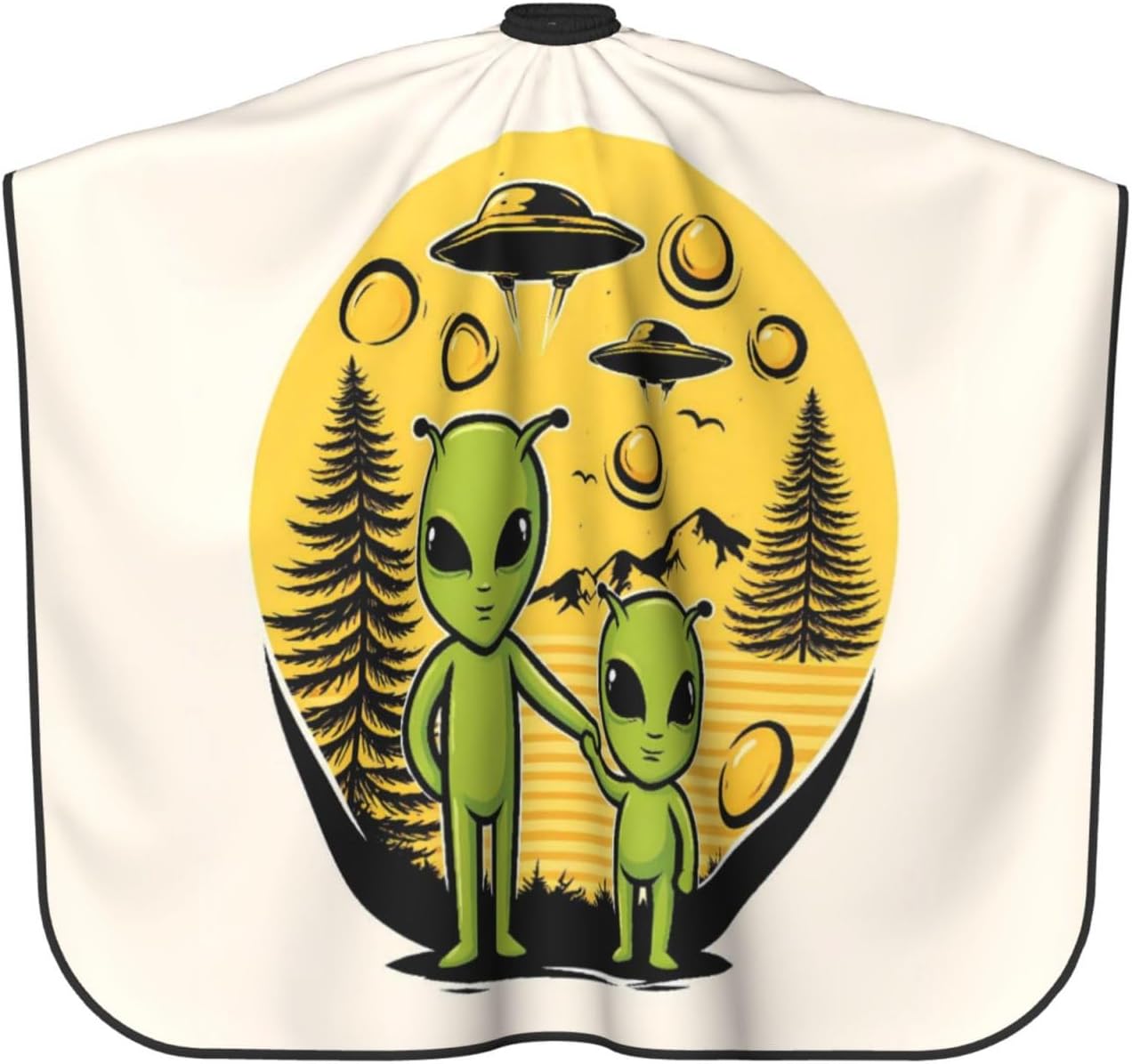 Alien Family UFO Adventure Adult Hair Cutting Cape 55x66in Adjustable Snap Closure Salon Hairs Hat Shaving Bib