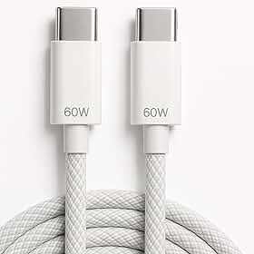 Cabo USB-C Turbo 2 Metros Tipo C 60W Nylon Trançado e Reforçado Compativel Com Iphone 15, Iphone 16 Notebook Tablet Qualidade Premium Carregamento Transferência de Dados Compativel ANDROID